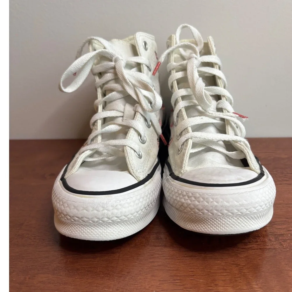 Converse White Strawberry High Top Sneakers Kids Size 4